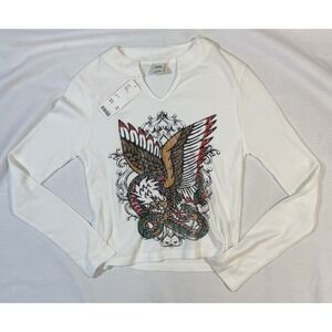 Women's Urban Outfitters White Eagle Snake‎ Long Sleeve Too Size M NWT